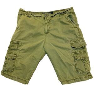 XRAY JEANS Cargo Shorts Men’s 36 Khaki Army Green Snap Button Pockets.